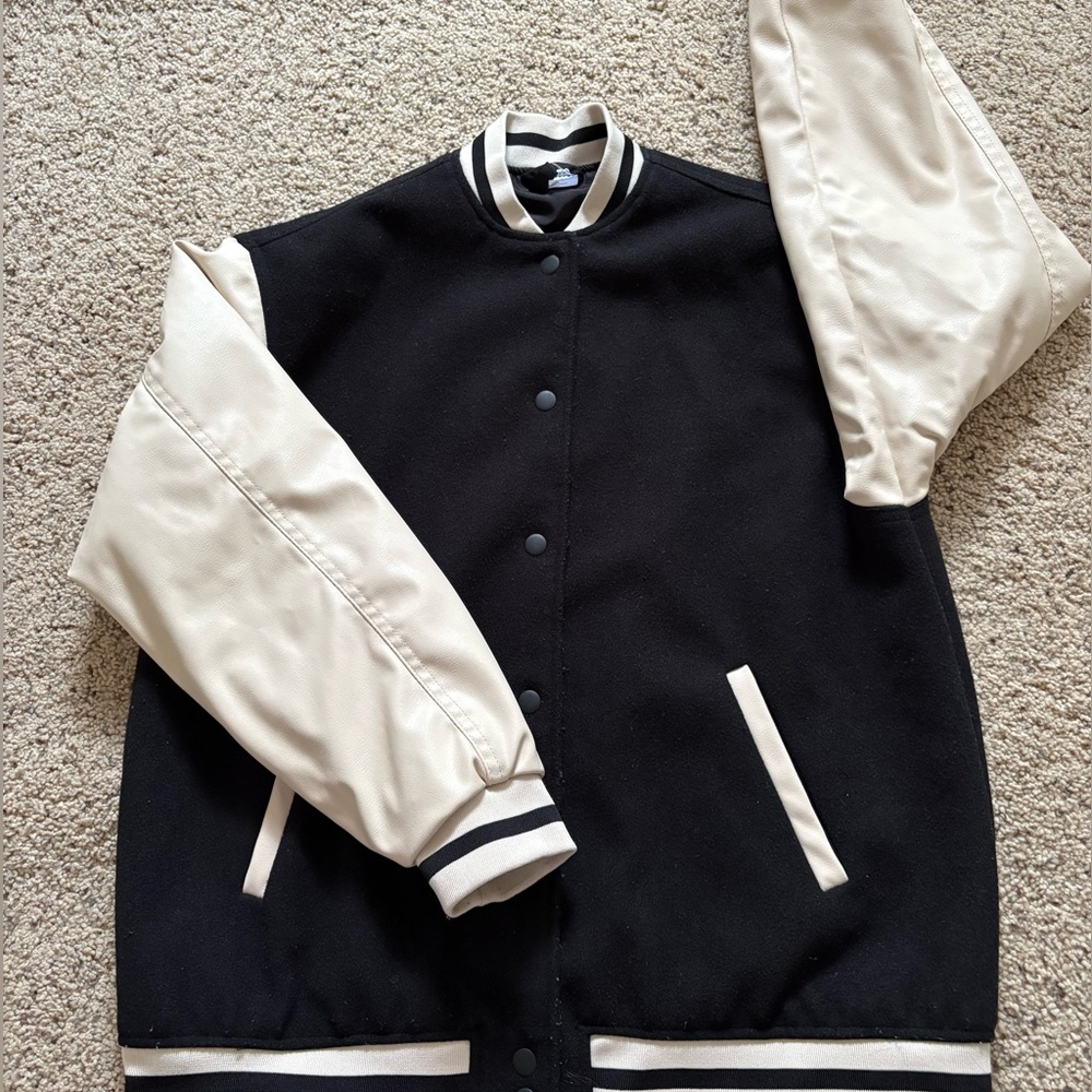H&M Black and Cream Bomber Jacket